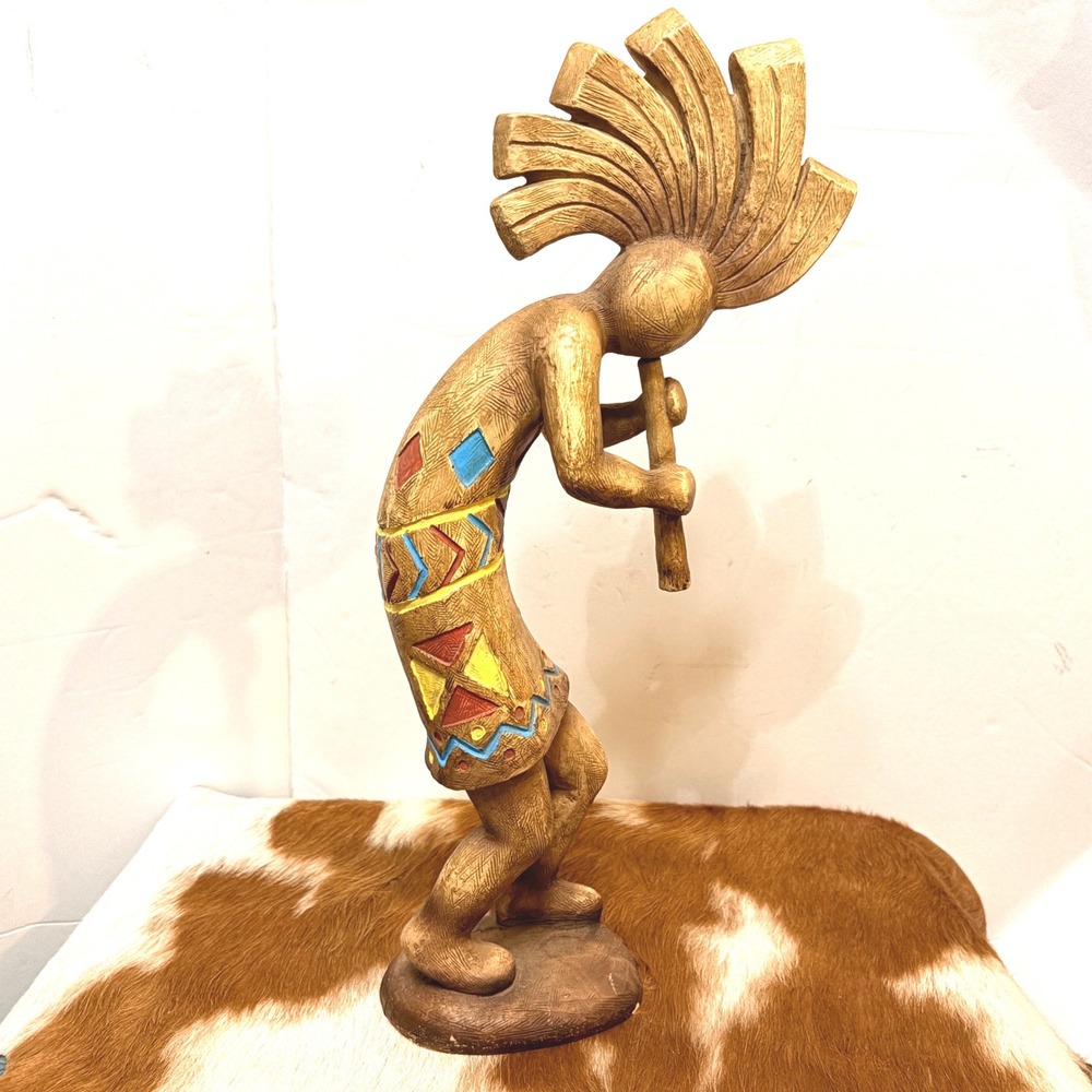 Lowes Kokopelli Style Garden Statue 17in Tall Flute Player Colorful Southwest